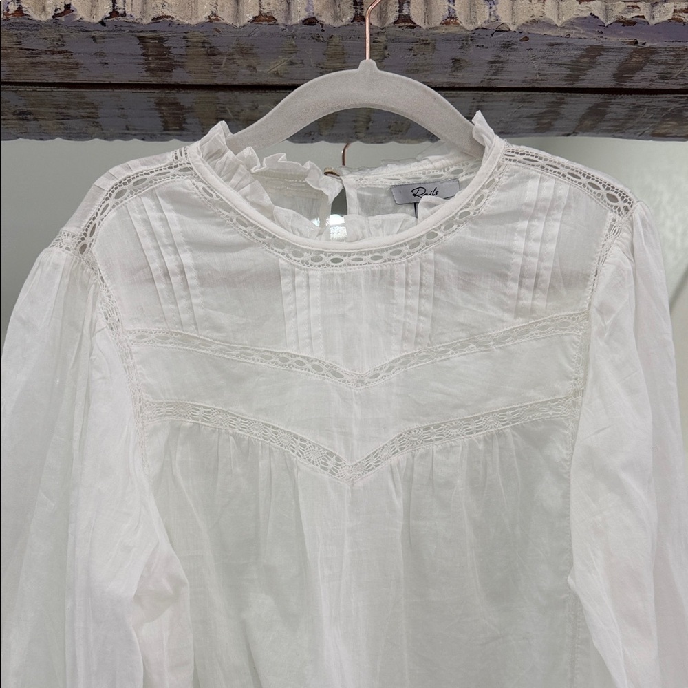 Rails 100% Cotton White Women's Blouse with Delicate Details - Picture 11 of 14